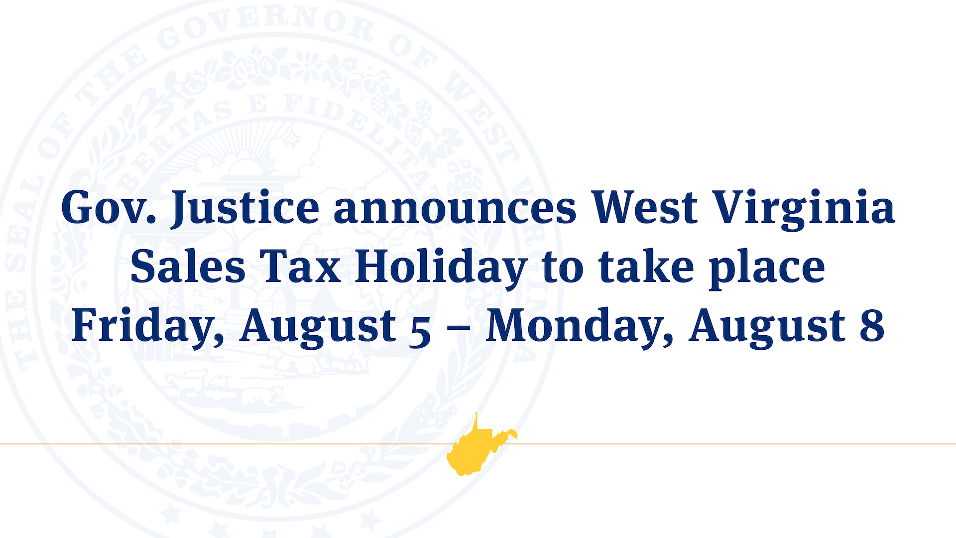 Gov. Justice announces West Virginia Sales Tax Holiday to take place